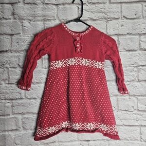 Hanna Andersson Girls Winter Christmas Dress Red White 100 US 4